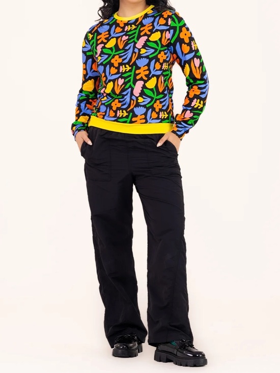 Wild & Pree Tops - Wild & Pree Winter Garden Midnight 100% Cotton Sweatshirt Floral Colorful Sz XL